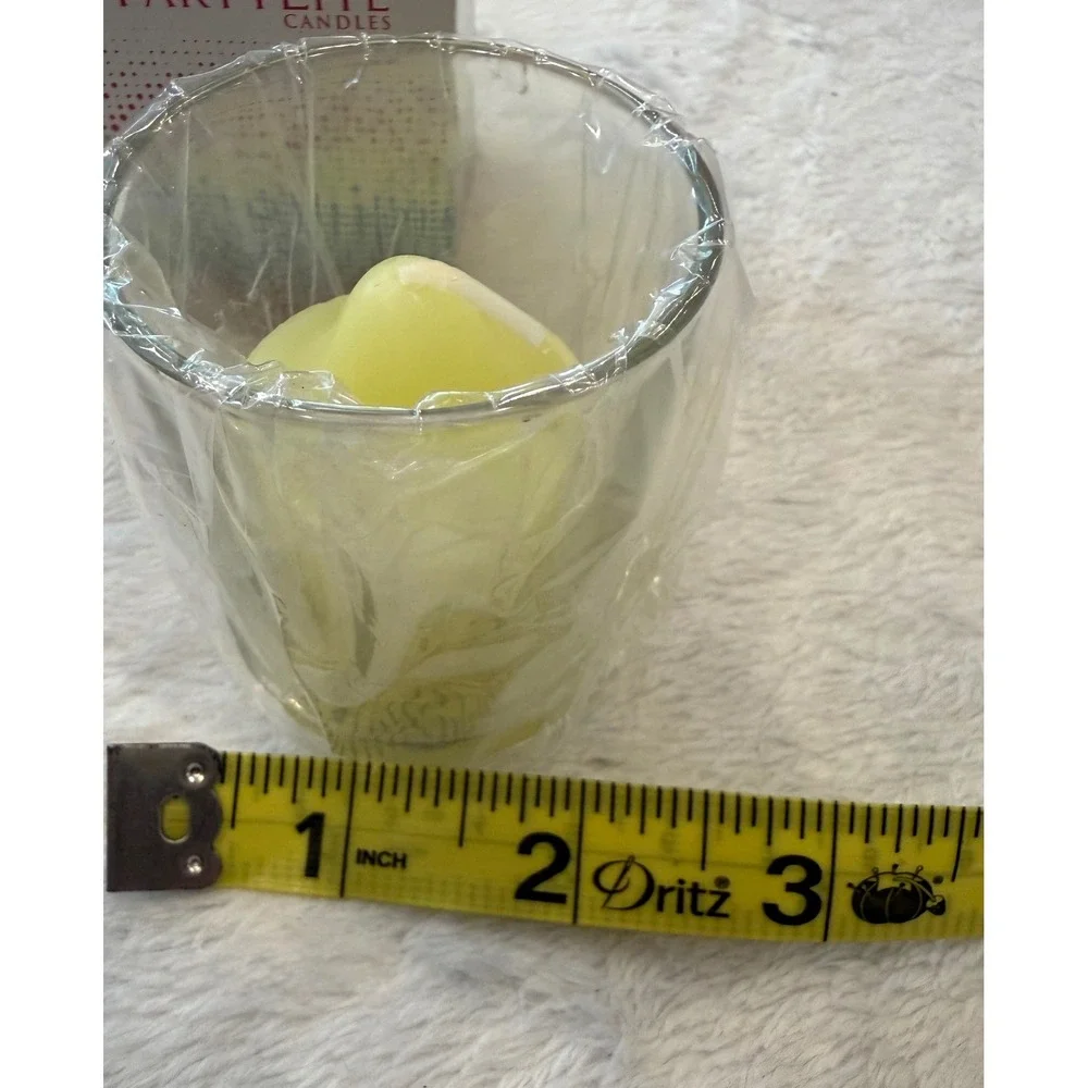 PartyLite Up All Night Votive Set P95657‎ Glass Holder and Yellow Candle New